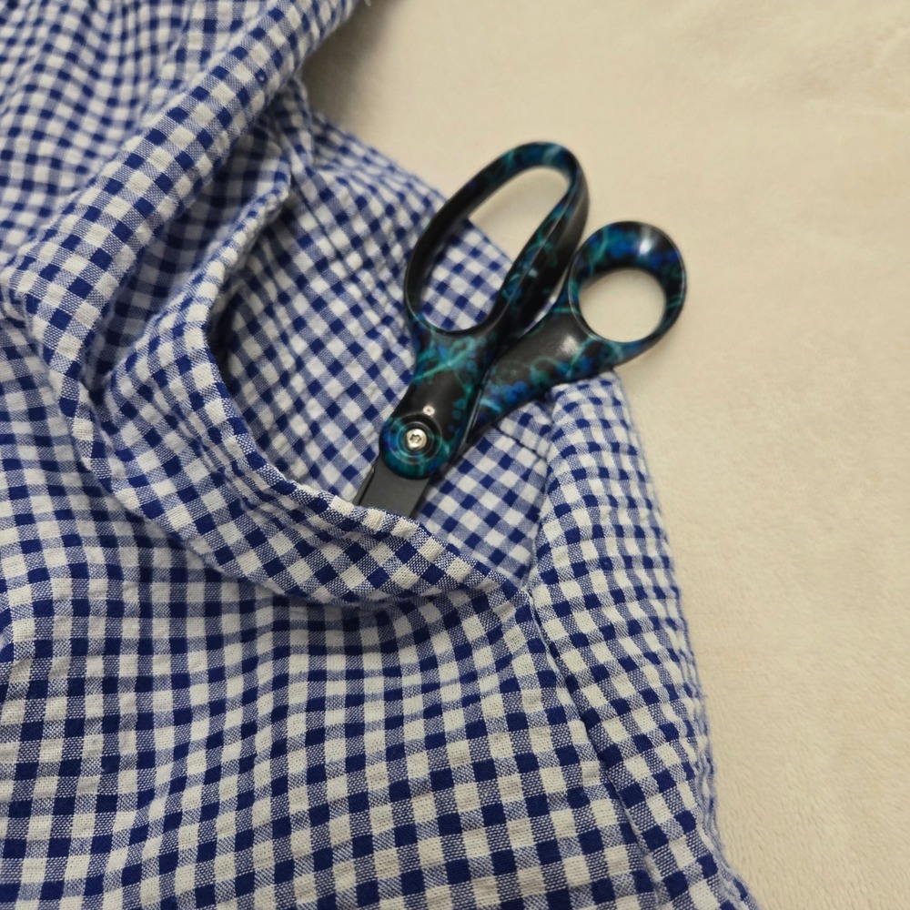 Old Navy Blue Gingham Puff Sleeve Smocked Back Mini Dress with Pockets XL - Picture 5 of 10